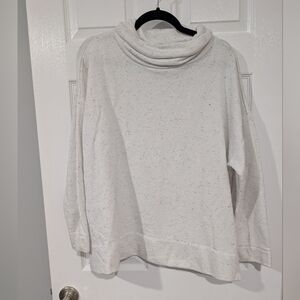 LOFT Plus White Modern Funnel Neck Speckled/Splatter Sweater in Size 20/22